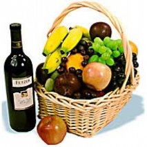 Christmas Fruits Wine Basket Send to Philippines