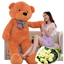 12 peach rose bouquet with giant teddy bear to philippines