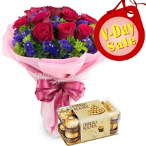 Send 12 Red Roses with Ferrero Chocolate to Philippines
