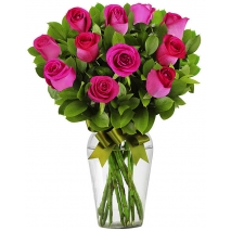 12 Hot Pink Rose Bouquet Send To Philippines