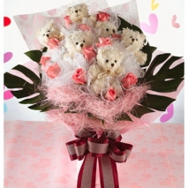 Baby Pink Roses & Bear Bouquet Delivery To Philippines
