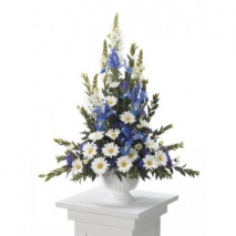 Blue and White Sympathy Arrangement Send To Philippines