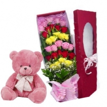 Roses w/ Bear Delivery To Philippines