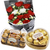 12 Mixed Roses with 2 Ferrero Box To Philippines