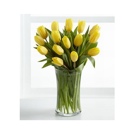 12 yellow tulips with free vase send to philippines