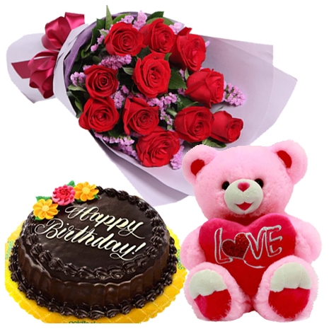 buy roses bouquet with cake bear philippines