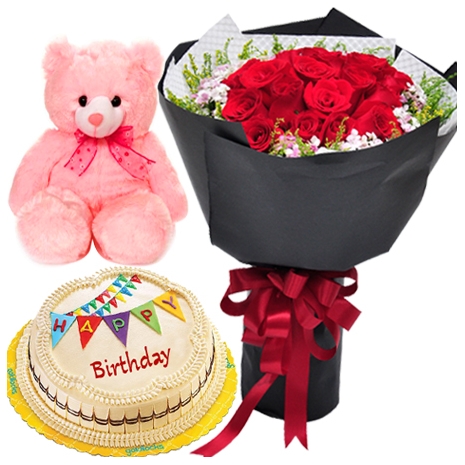 buy marble cake red roses with bear philippines