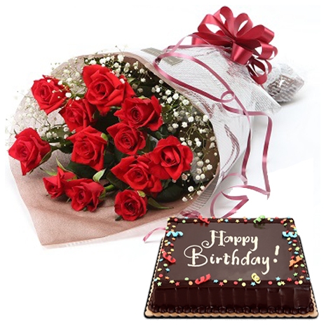 send red roses bouquet with chocolate cake philippines