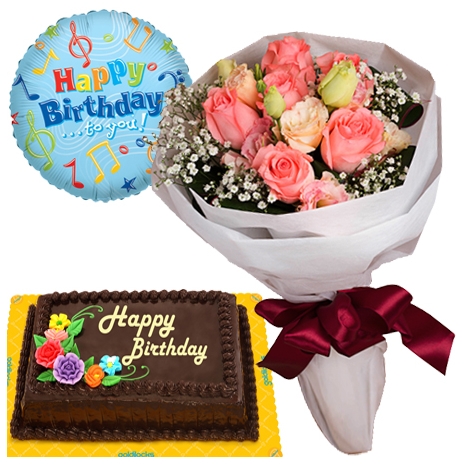 send roses bouquet choco cake and balloon philippines