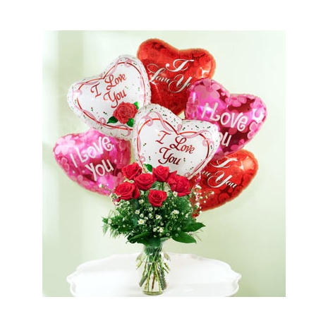 6pcs Roses w/ 6pcs Balloons Delivery To Philippines
