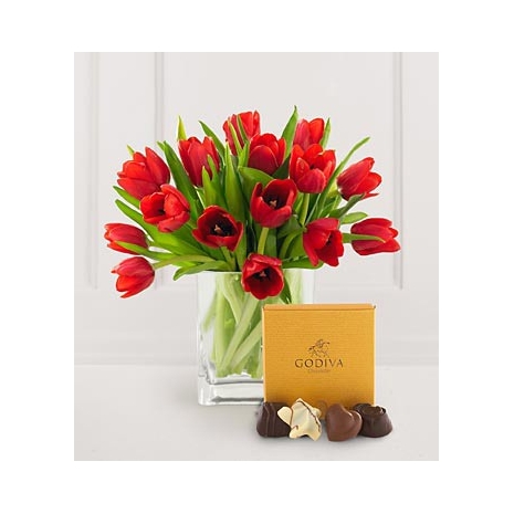 Red Tulips w/ Chocolates Delivery To Philippines