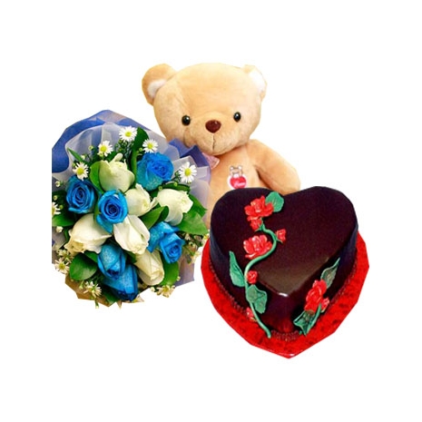 Roses w/ Cake & Bear Delivery To Philippines