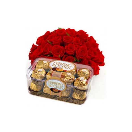 Roses Bouquet with Chocolate Box To Philippines