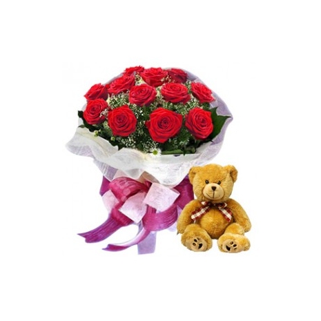 Roses Bouquet & Teddy Bear To Philippines