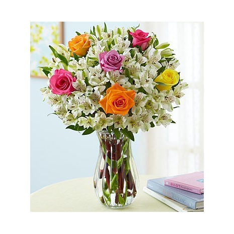 Assorted Rose & Peruvian Lily Vase Delivery To Philippines