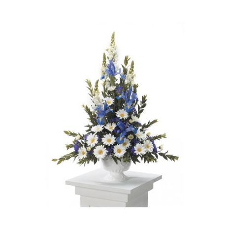 Blue and White Sympathy Arrangement Send To Philippines