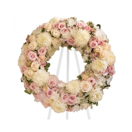 White and Pink Wreath Send To Philippines