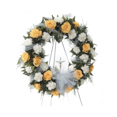 Peach and White Standing Wreath Send To Philippines