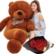 red rose bouquet with 5 feet giant teddy bear