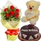 buy choco cake red roses bouquet with bear to cebu