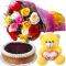 buy cheese cake bear mix roses bouquet to philippines