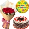 roses bouquet with cake and balloon send philippines