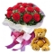 Roses Bouquet & Teddy Bear To Philippines