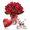 Red Rose vase,Mini White Bear with Lindt Chocolate To Philippines