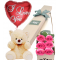 Pink Roses Box,Pink Bear with I Love U Balloon Send To Philippines