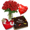 Roses Vase,Chocolate Cake,Love Balloon wtih Love Pillow Send To Philippines