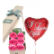 6 Pink Roses Box with I love U Balloon Send To Philippines