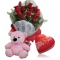 Red Rose bouquet,Pink Bear with Lindt Chocolate box To Philippines